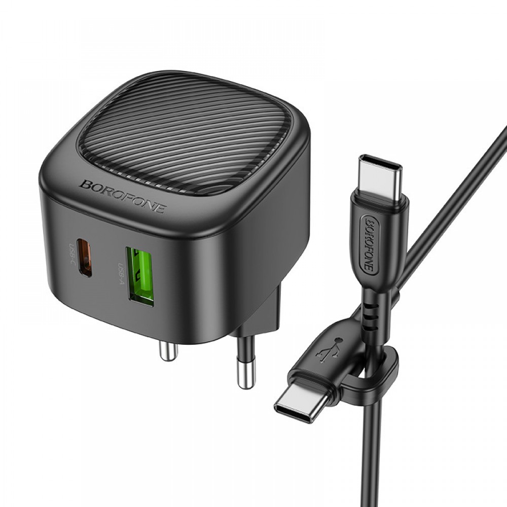 СЗУ Borofone BAS22A Fortune PD20W+QC3.0 (1USB-A/1C) + кабель Type-C to Type-C