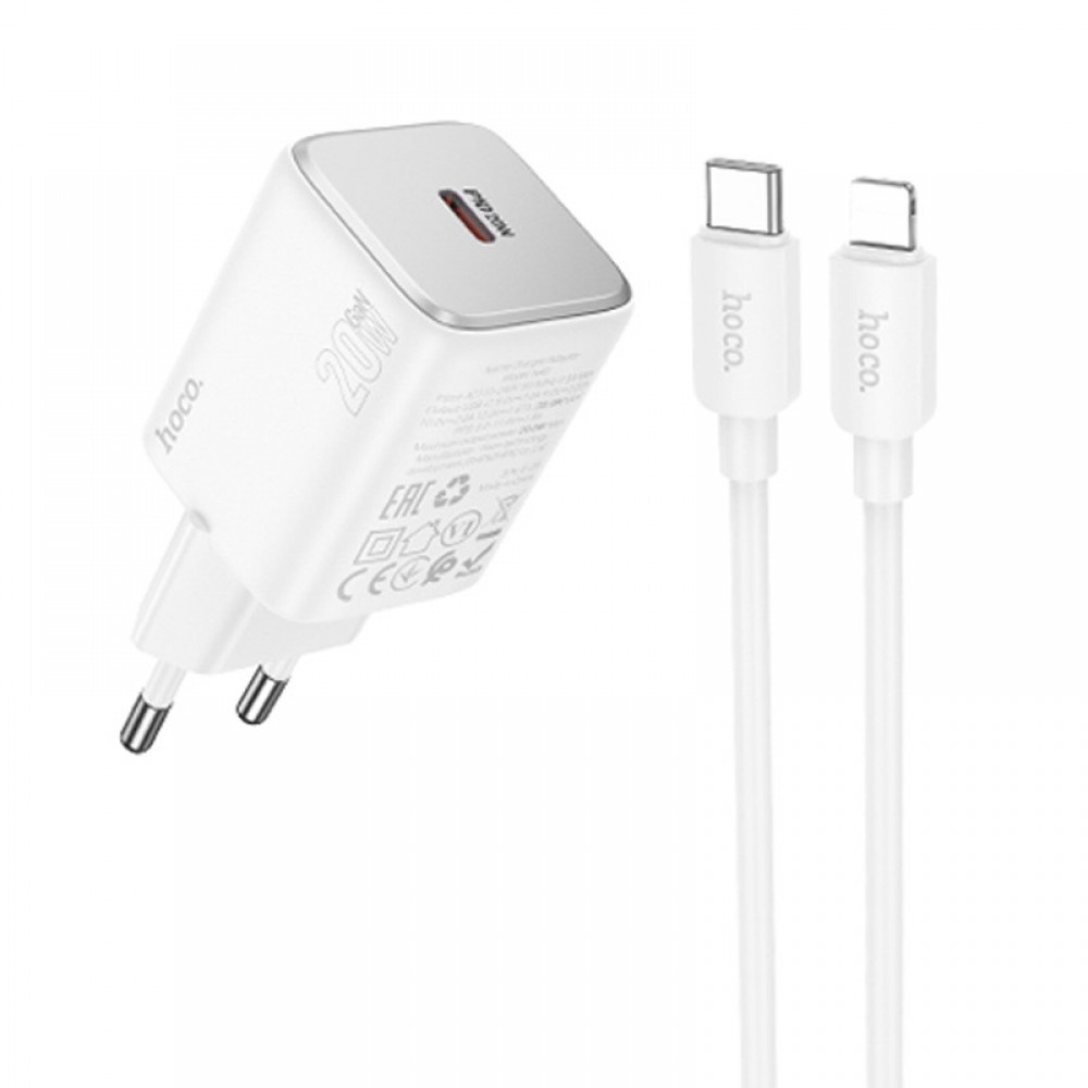 МЗП Hoco N40 Mighty 1C PD20W + Type-C to Lightning МЗП Hoco N40 Mighty 1C PD20W + Type-C to Lightning