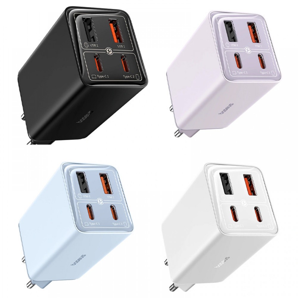 СЗУ Baseus GaN6 Pro OS 65W (2USB-A/2C) + кабель Type-C to Type-C (P10162701)