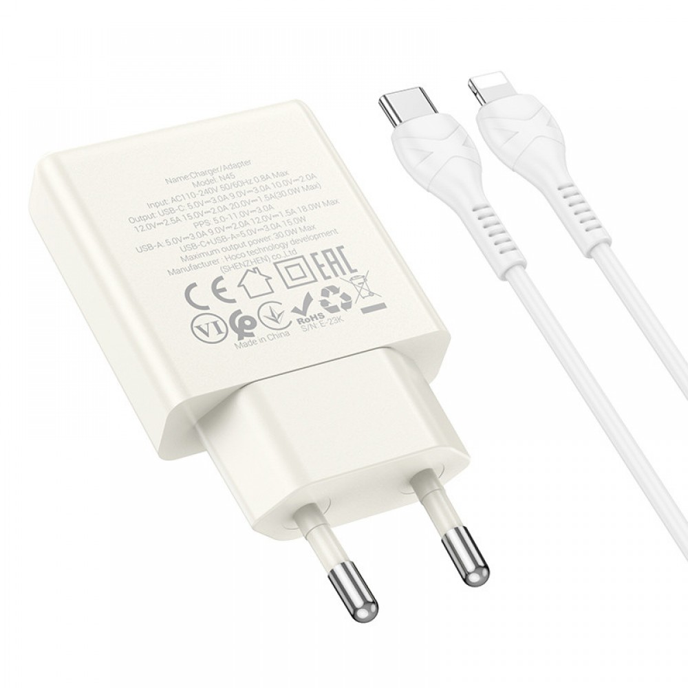 МЗП Hoco N45 Biscuit PD30W+QC3.0 + Type-C to Lightning