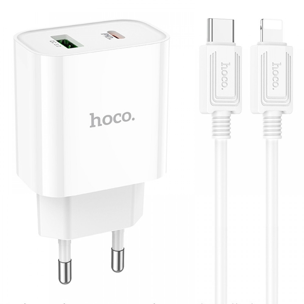 СЗУ Hoco C80A Plus Rapido PD20W+QC3.0 (1USB-A/1C) + кабель Type-C to Lightning