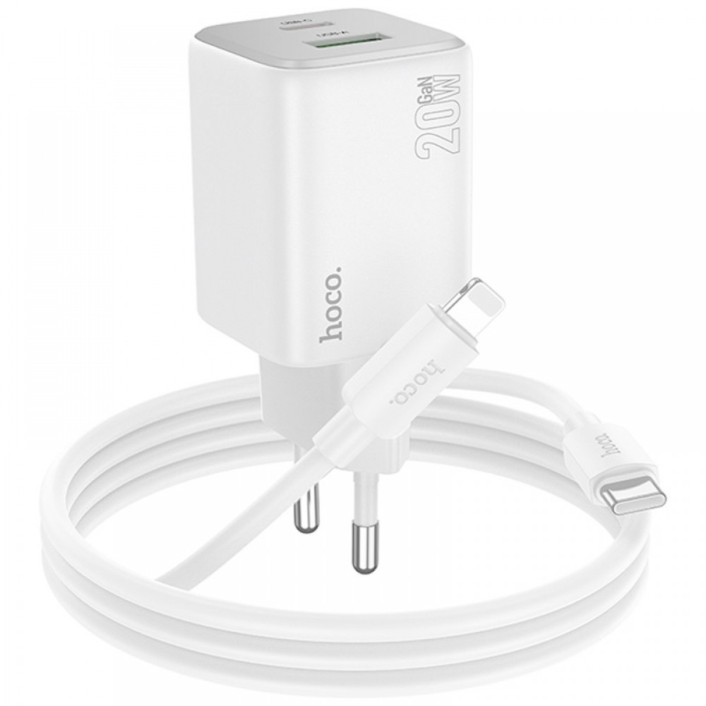 МЗП Hoco N41 Almighty PD20W+QC3.0 (1USB-A/1C) + кабель Type-C to Lightning МЗП Hoco N41 Almighty PD20W+QC3.0 (1USB-A/1C) + кабель Type-C to Lightning