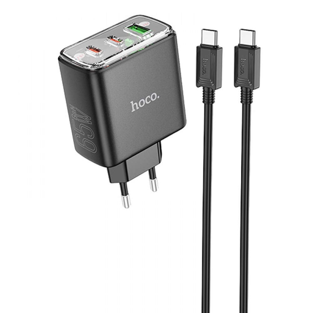 МЗП Hoco CS44A Smart PD65W (1USB-A/2С) + кабель Type-C to Type-C