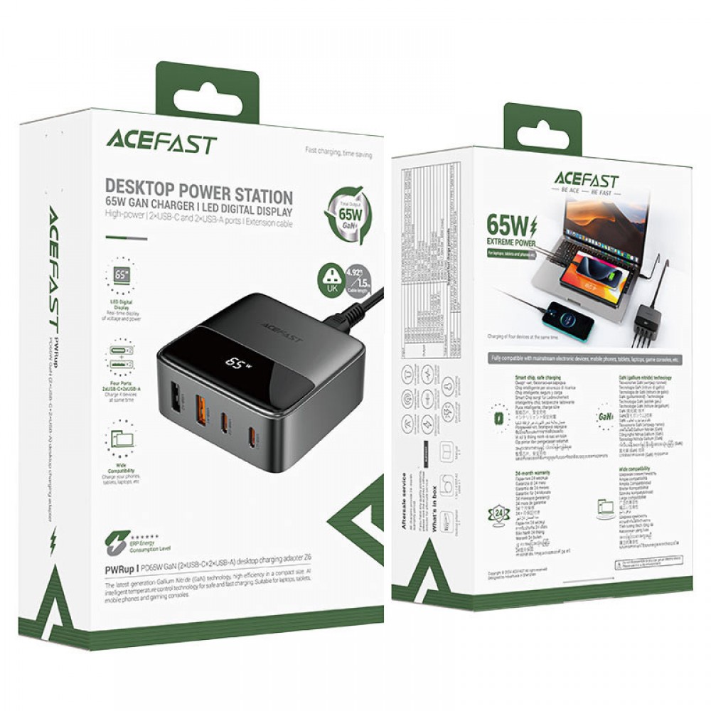 МЗП Acefast Z6 PD65W GaN (2*USB-C+2*USB-A)