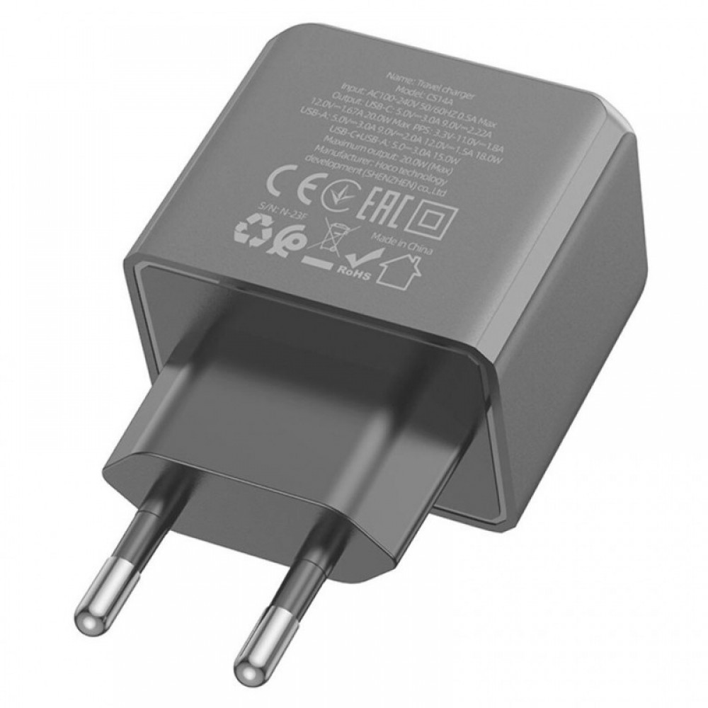СЗУ Hoco CS14A PD20W+QC3.0 (1USB-A/1C)