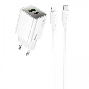 СЗУ Hoco N46 Glorious PD20W+QC3.0 (1USB-A/1C) + Type-C to Lightning