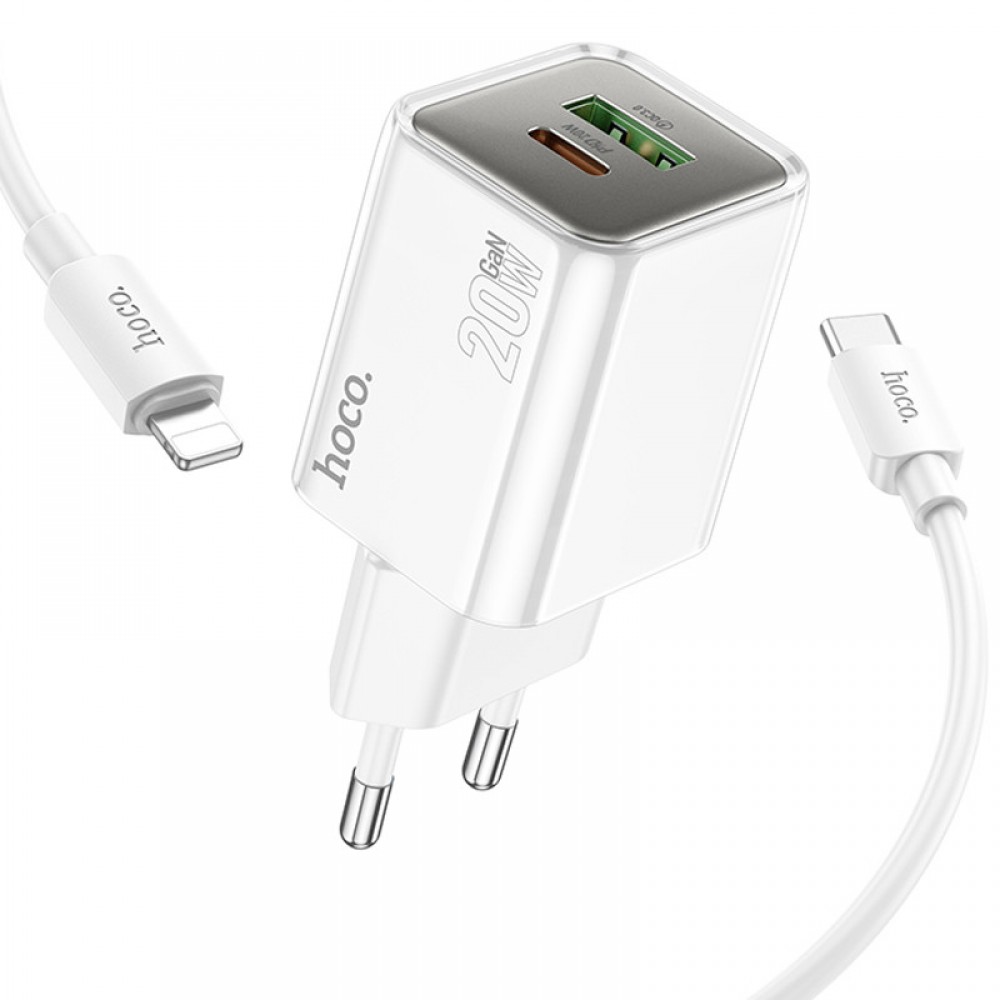 МЗП Hoco N46 Glorious PD20W+QC3.0 (1USB-A/1C) + Type-C to Lightning