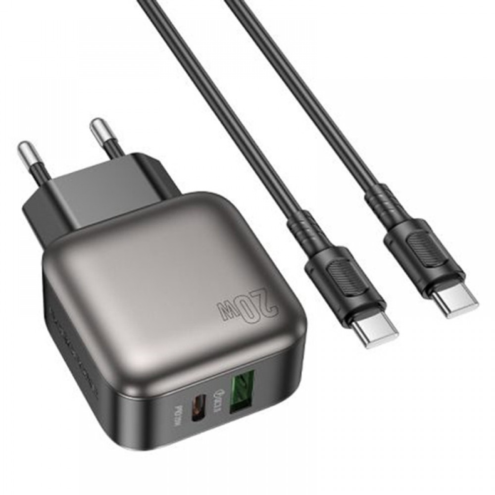 МЗП Borofone BAS54A Absolute PD20W+QC3.0 (1USB-A/1C) + кабель Type-C to Type-C МЗП Borofone BAS54A Absolute PD20W+QC3.0 (1USB-A/1C) + кабель Type-C to Type-C