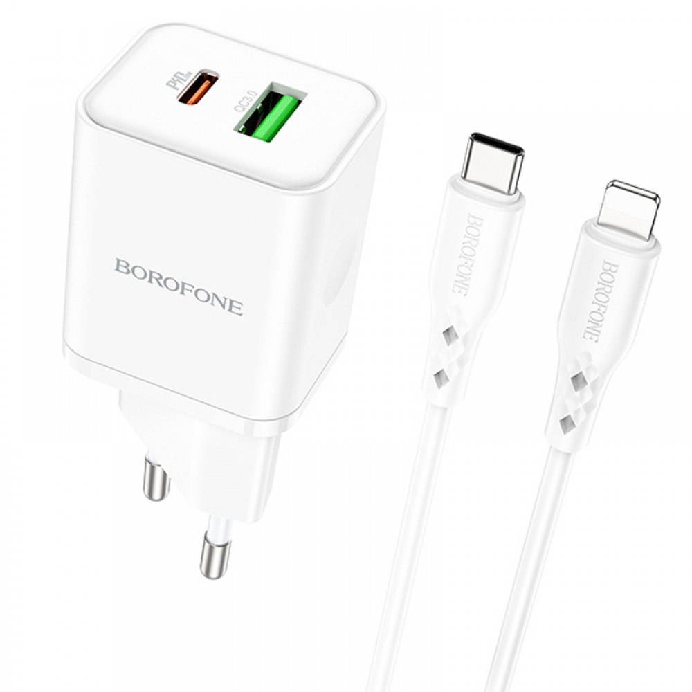 МЗП Borofone BN7 PD20W+QC3.0 (1USB-A/1C) + Type-C to Lightning МЗП Borofone BN7 PD20W+QC3.0 (1USB-A/1C) + Type-C to Lightning
