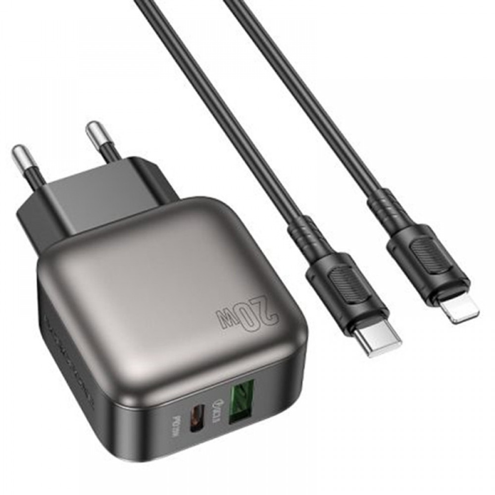 МЗП Borofone BAS54A Absolute PD20W+QC3.0 (1USB-A/1C) + кабель Type-C to Lightning МЗП Borofone BAS54A Absolute PD20W+QC3.0 (1USB-A/1C) + кабель Type-C to Lightning