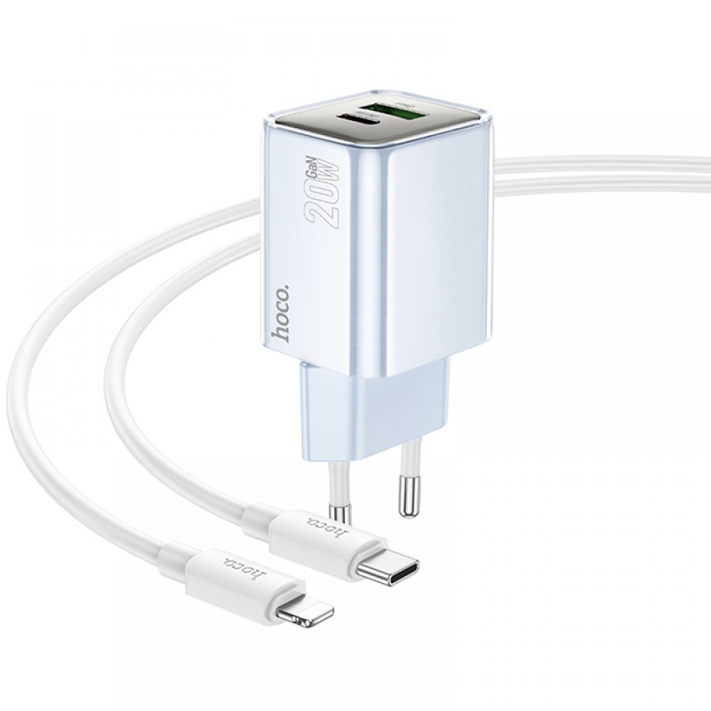 МЗП Hoco N46 Glorious PD20W+QC3.0 (1USB-A/1C) + Type-C to Lightning МЗП Hoco N46 Glorious PD20W+QC3.0 (1USB-A/1C) + Type-C to Lightning