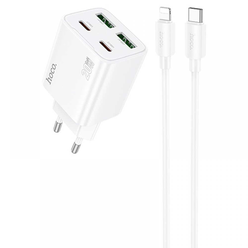 МЗП Hoco N55 Fundador PD20W four-port (2USB-A/2C) + Type-C to Lightning