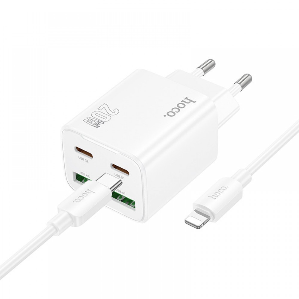 МЗП Hoco N55 Fundador PD20W four-port (2USB-A/2C) + Type-C to Lightning