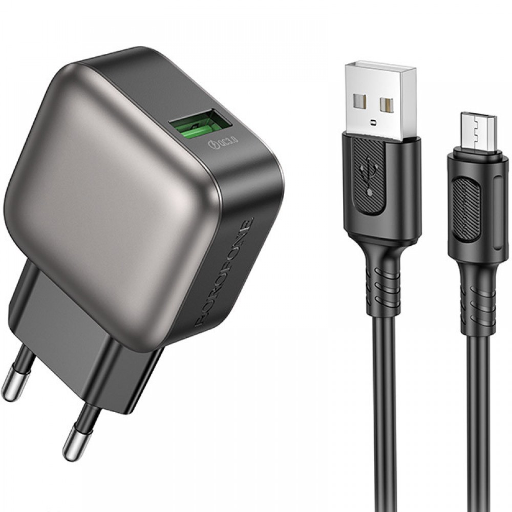 СЗУ Borofone BAS52A Absolute QC3.0 18W (1USB-A) + кабель USB to MicroUSB