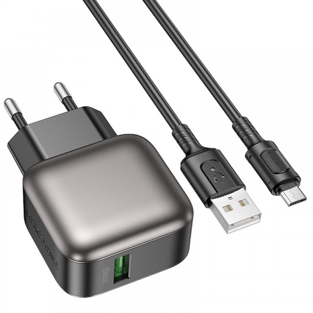 СЗУ Borofone BAS52A Absolute QC3.0 18W (1USB-A) + кабель USB to MicroUSB