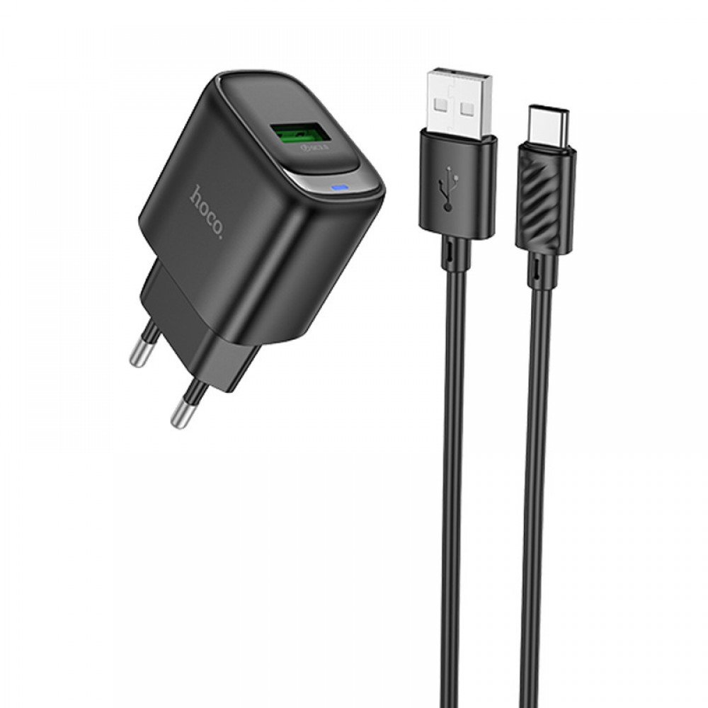 СЗУ Hoco C140A Smart QC3.0 18W (1USB-A) + кабель USB to Type-C