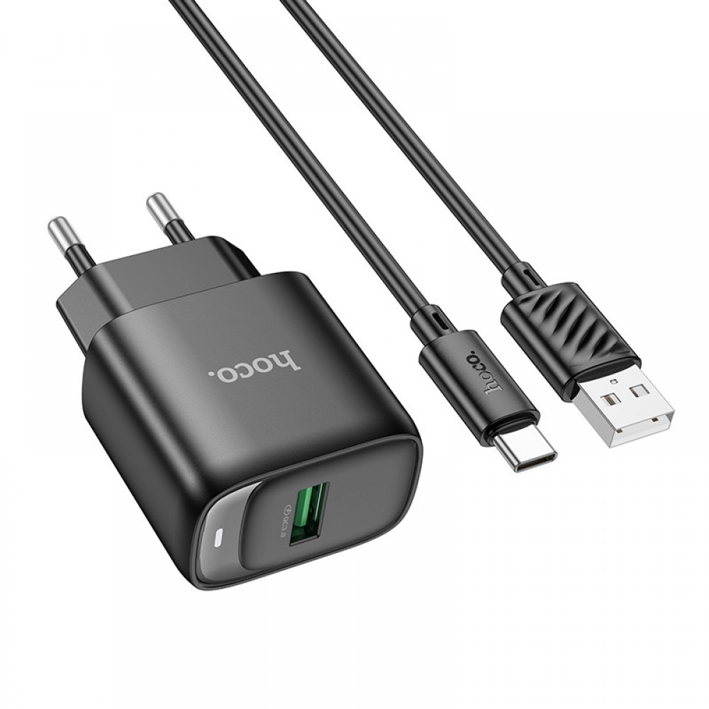 СЗУ Hoco C140A Smart QC3.0 18W (1USB-A) + кабель USB to Type-C