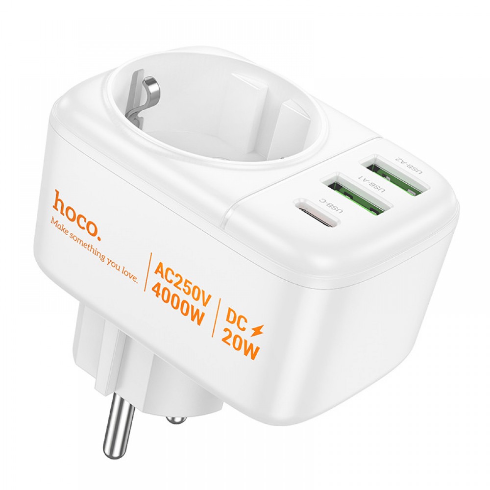 МЗП Hoco AC26 Changer Outlet Extender 20W (2USB-A/1C/1Socket)