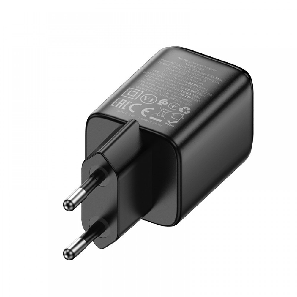 СЗУ Hoco N53 Monsoon PD30W+QC3.0 (1USB-A/1C)