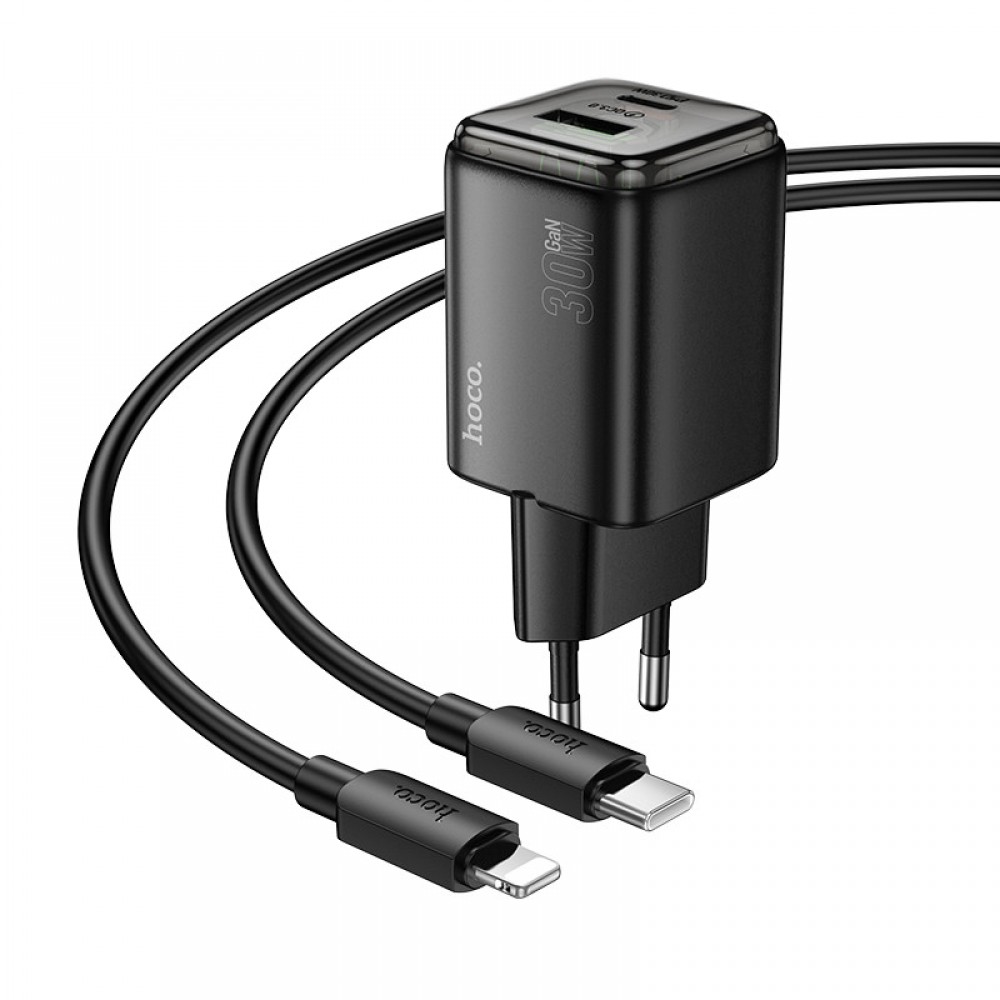 СЗУ Hoco N53 Monsoon PD30W+QC3.0 (1USB-A/1C) + Type-C to Lightning СЗУ Hoco N53 Monsoon PD30W+QC3.0 (1USB-A/1C) + Type-C to Lightning