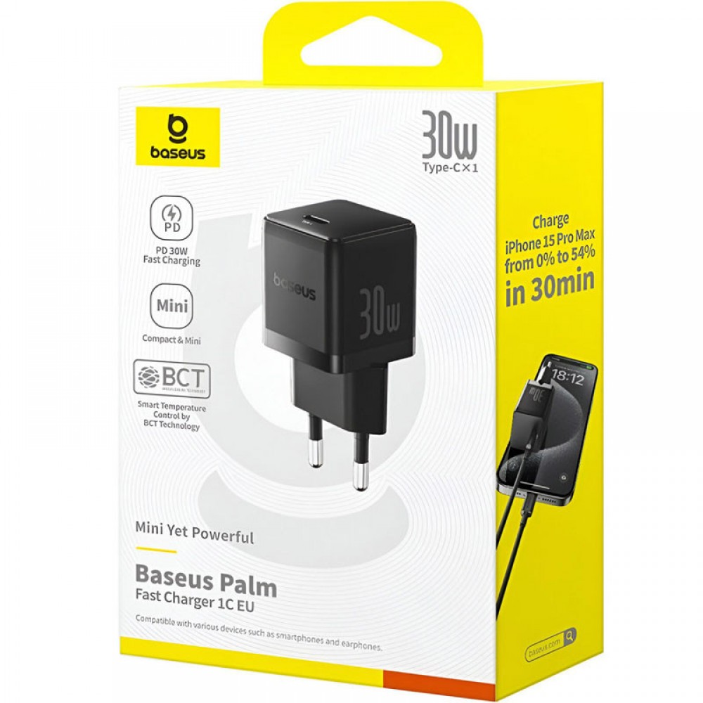 СЗУ Baseus Palm Fast Charger 30W (1USB-C) (P10111605113-00)