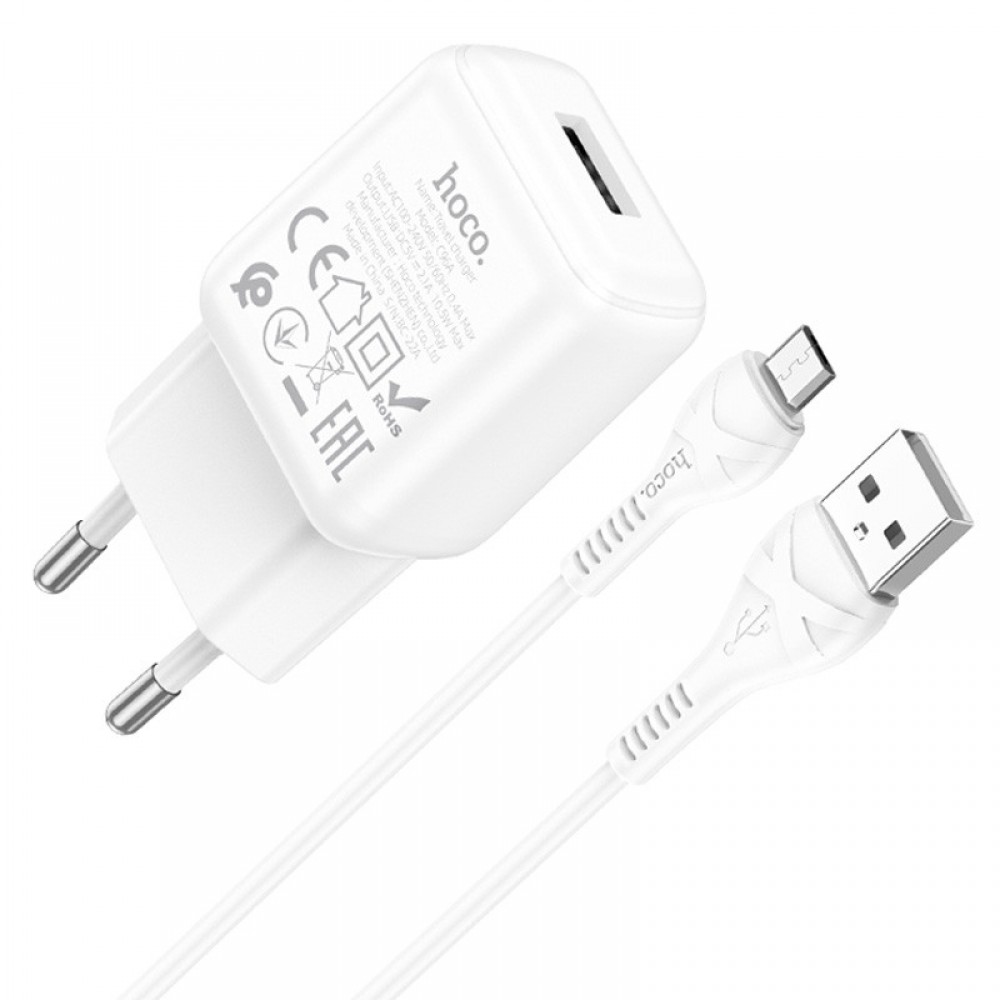 СЗУ Hoco C96A 2.1A (1USB-A) + кабель USB to MicroUSB