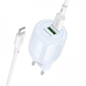МЗП Borofone BA94A Lustrous PD30W+QC3.0 (1USB-A/1C) + кабель Type-C to Type-C