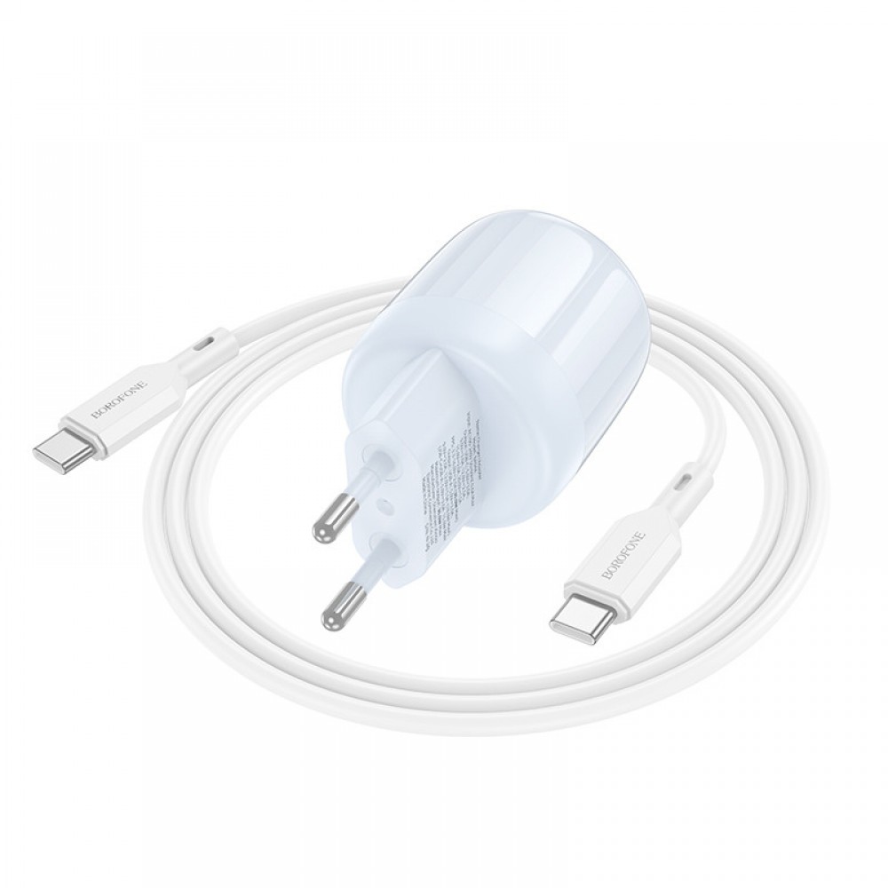 МЗП Borofone BA94A Lustrous PD30W+QC3.0 (1USB-A/1C) + кабель Type-C to Type-C