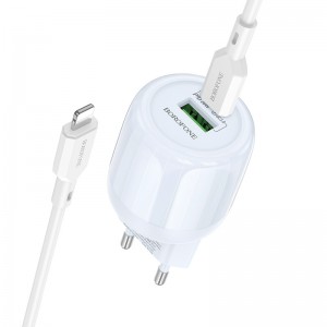 МЗП Borofone BA93A Lustrous PD20W+QC3.0 (1USB-A/1C) + кабель Type-C to Lightning
