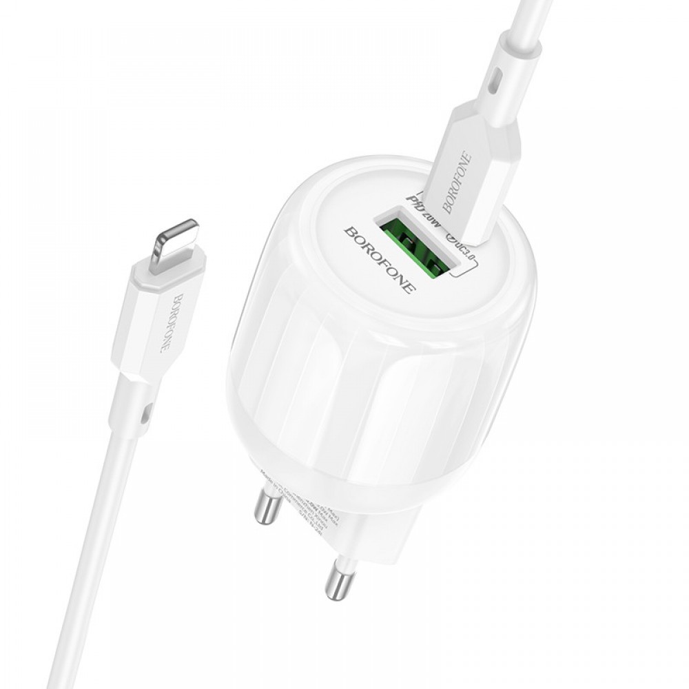 МЗП Borofone BA93A Lustrous PD20W+QC3.0 (1USB-A/1C) + кабель Type-C to Lightning МЗП Borofone BA93A Lustrous PD20W+QC3.0 (1USB-A/1C) + кабель Type-C to Lightning
