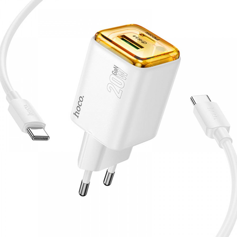 СЗУ Hoco N52 Monsoon PD20W+QC3.0 (1USB-A/1C) + кабель Type-C to Type-C