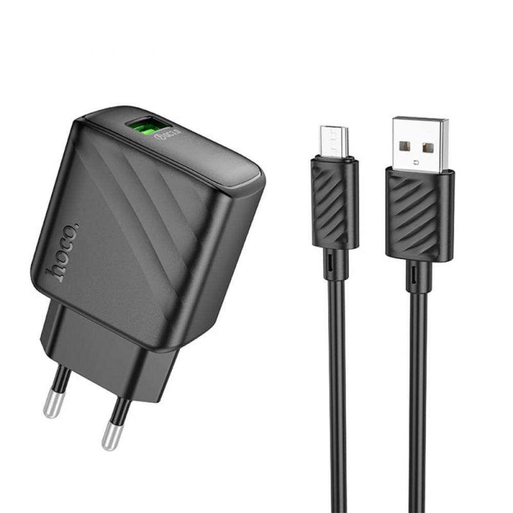 СЗУ Hoco CS21A Rich QC3.0 18W (1USB-A) + кабель USB to MicroUSB СЗУ Hoco CS21A Rich QC3.0 18W (1USB-A) + кабель USB to MicroUSB