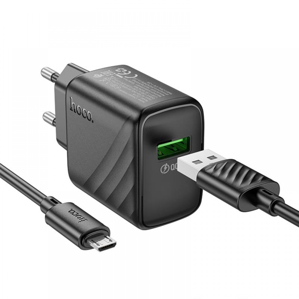 СЗУ Hoco CS21A Rich QC3.0 18W (1USB-A) + кабель USB to MicroUSB СЗУ Hoco CS21A Rich QC3.0 18W (1USB-A) + кабель USB to MicroUSB