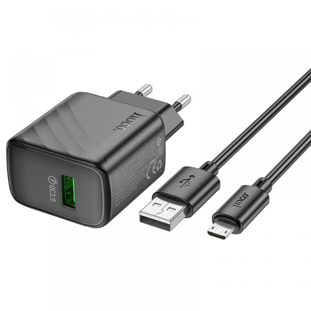СЗУ Hoco CS21A Rich QC3.0 18W (1USB-A) + кабель USB to MicroUSB СЗУ Hoco CS21A Rich QC3.0 18W (1USB-A) + кабель USB to MicroUSB