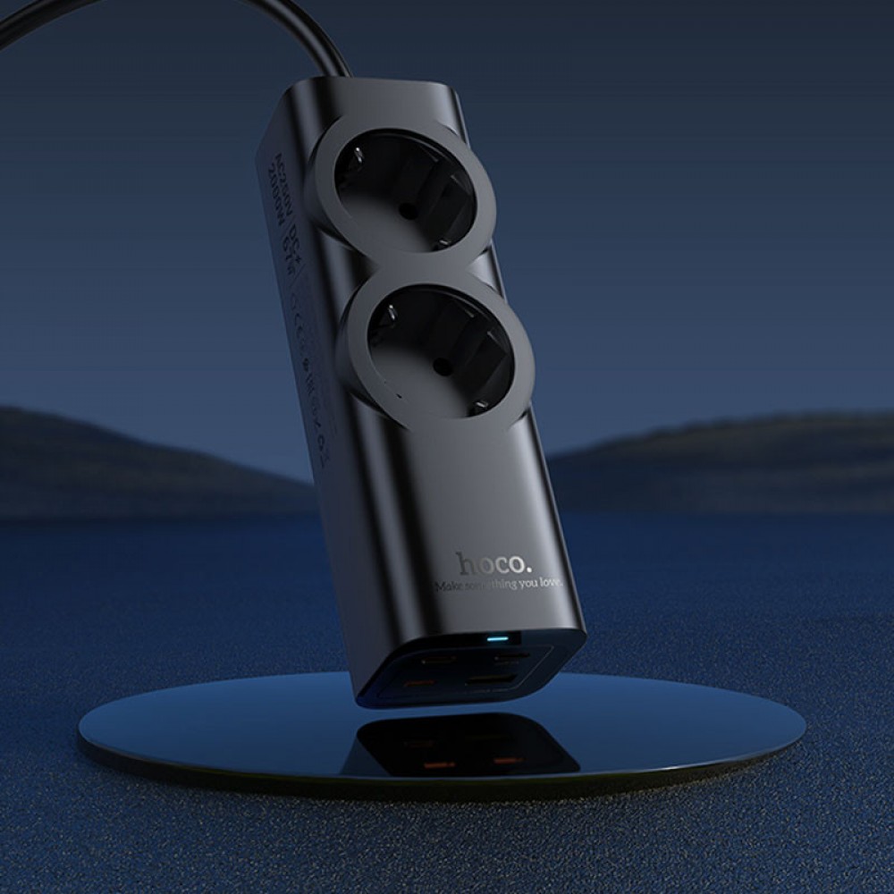Удлинитель Hoco NS10 Wisdom 2-position PD67W (1USB-A/3C/2Socket) (2m)