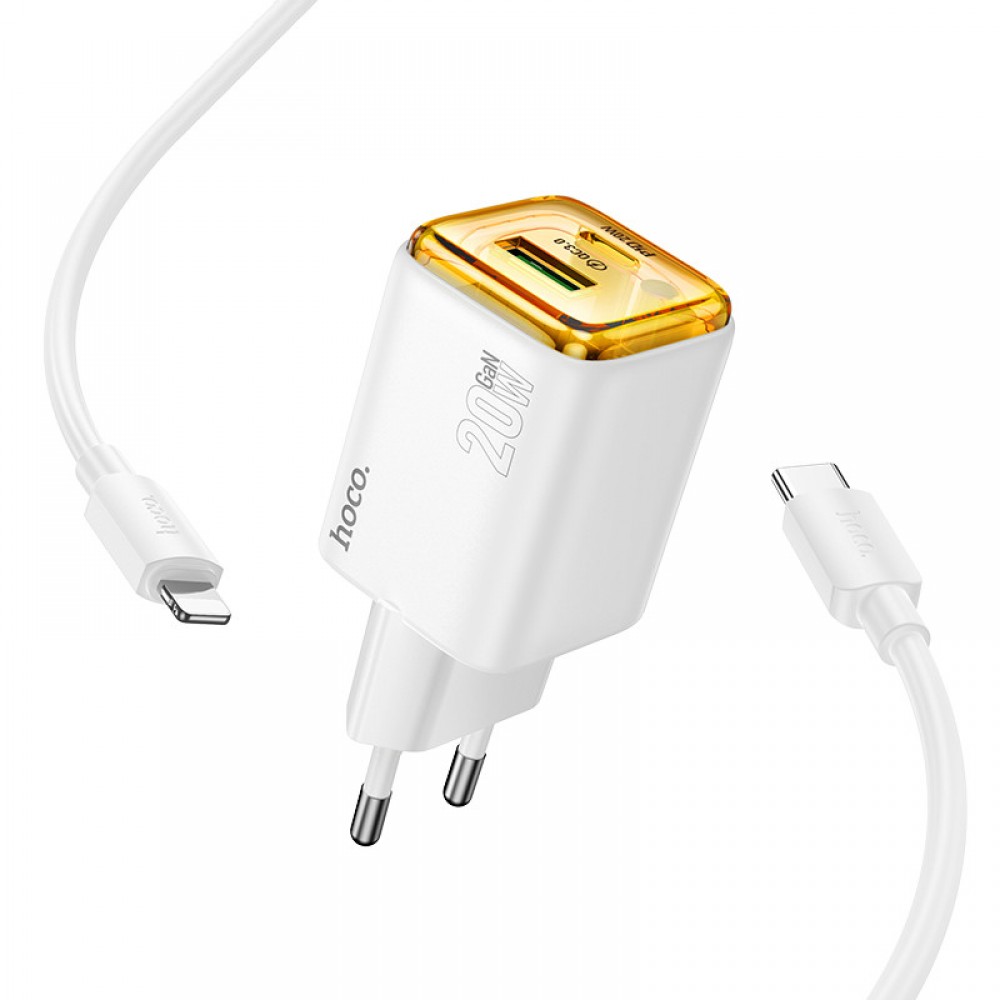 МЗП Hoco N52 Monsoon PD20W+QC3.0 (1USB-A/1C) + кабель Type-C to Lightning