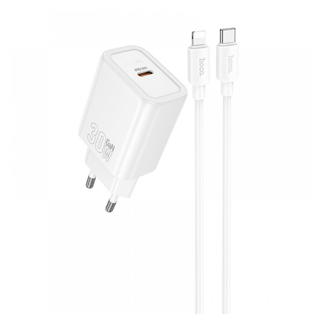 СЗУ Hoco N62 Gentle PD30W (1USB-C) + кабель Type-C to Lightning