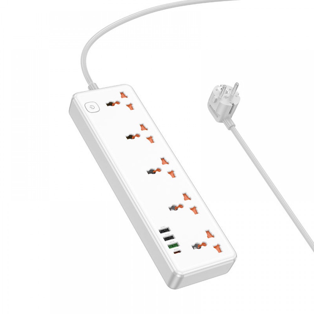 Удлинитель Hoco AC14A Rico PD30W (3USB-A/1C/5xSocket) (1.5m)