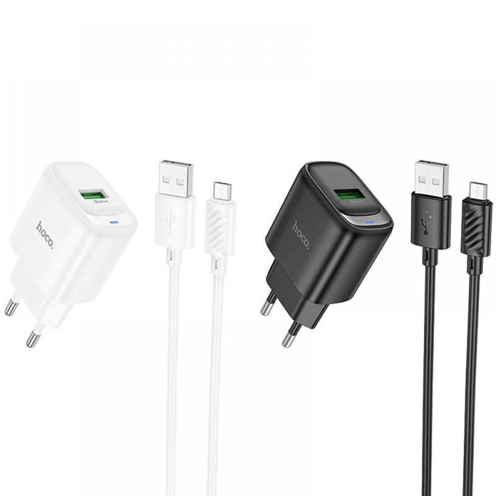 МЗП Hoco C140A Smart QC3.0 18W (1USB-A) + кабель USB to MicroUSB