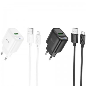 СЗУ Hoco C140A Smart QC3.0 18W (1USB-A) + кабель USB to MicroUSB