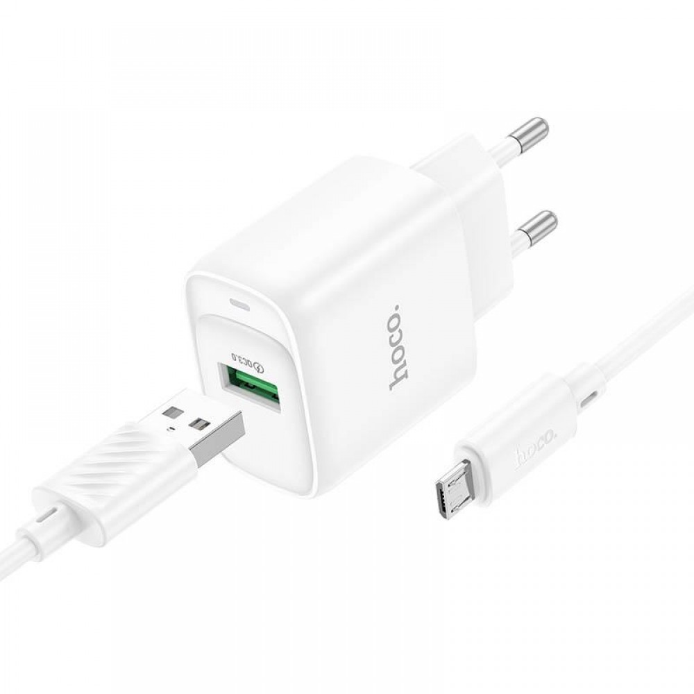 МЗП Hoco C140A Smart QC3.0 18W (1USB-A) + кабель USB to MicroUSB