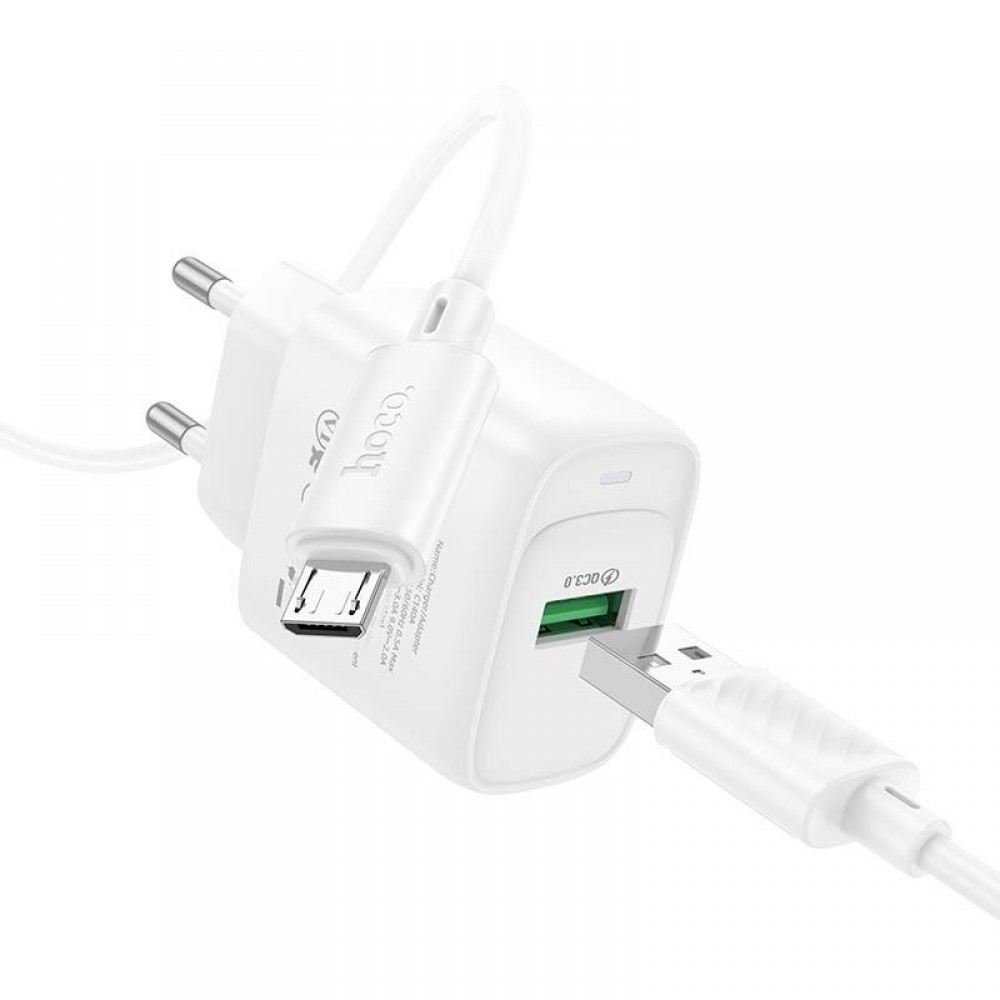 МЗП Hoco C140A Smart QC3.0 18W (1USB-A) + кабель USB to MicroUSB