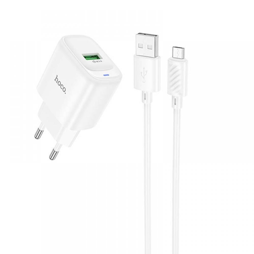 МЗП Hoco C140A Smart QC3.0 18W (1USB-A) + кабель USB to MicroUSB
