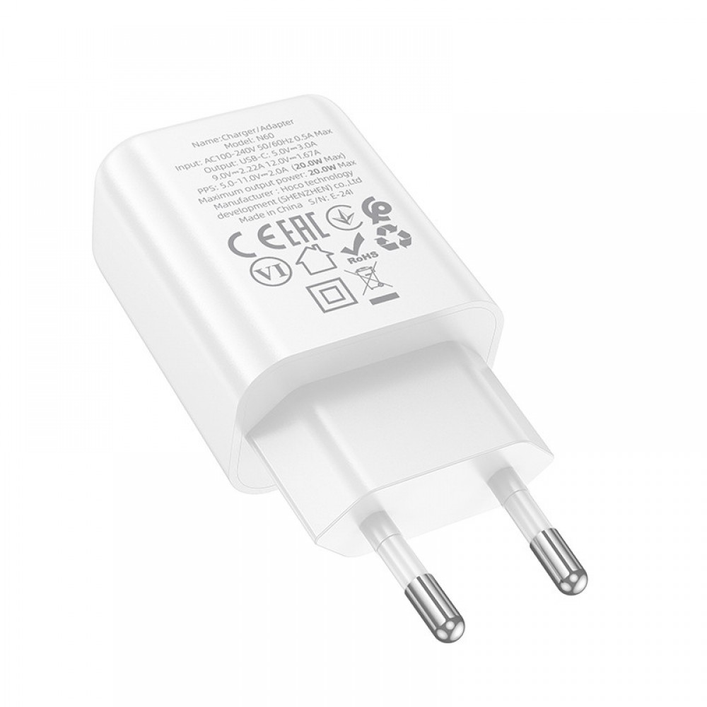 СЗУ Hoco N60 Gentle PD20W (1USB-C) + кабель Type-C to Type-C