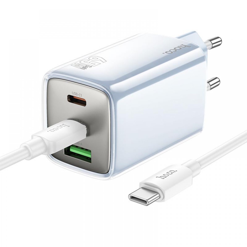 СЗУ Hoco N49 Glorious PD65W (1USB-A/2C) + кабель Type-C to Type-C