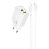 СЗУ Hoco N61 Gentle PD20W+QC3.0 (1USB-A/1C) + кабель Type-C to Lightning