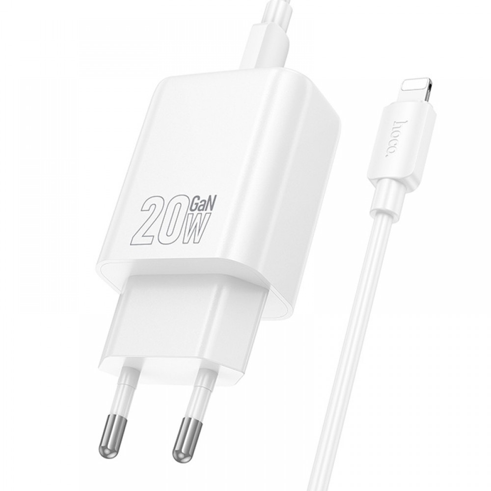 СЗУ Hoco N61 Gentle PD20W+QC3.0 (1USB-A/1C) + кабель Type-C to Lightning