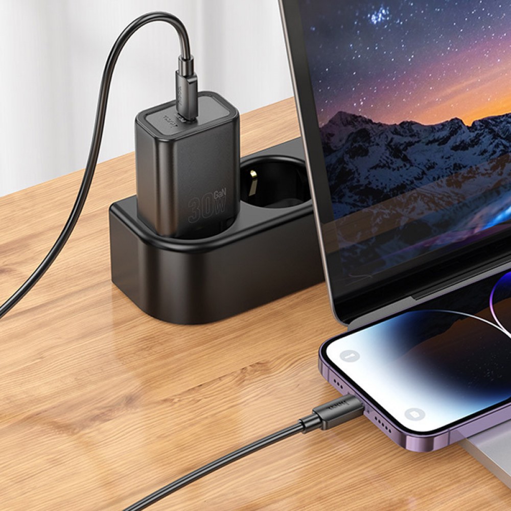 МЗП Hoco N62 Gentle PD30W (1USB-C) + кабель Type-C to Lightning МЗП Hoco N62 Gentle PD30W (1USB-C) + кабель Type-C to Lightning