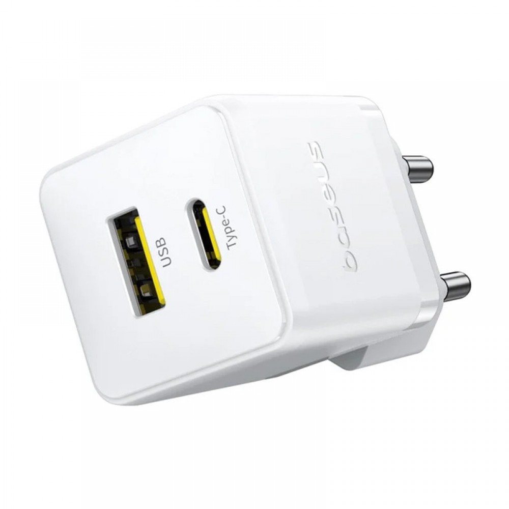 СЗУ Baseus Palm Fast Charger 20W (1USB-A/1C) + кабель Type-C to Type-C (P10111608)