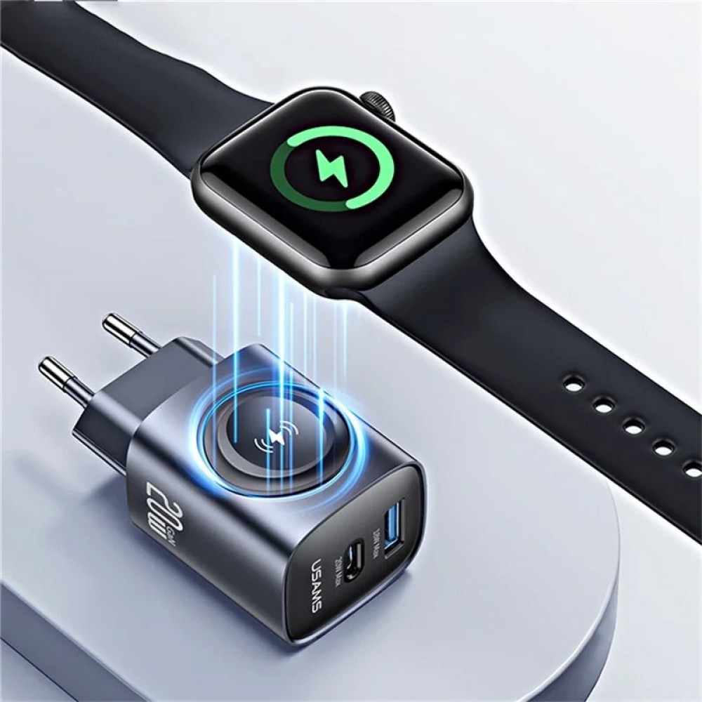 СЗУ Usams US-CC293 T67 Multifunctional iWatch Charger 20W (1USB-A/1C)